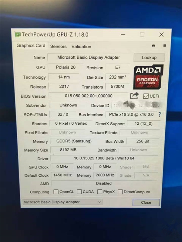 amd rx 580 gpu-z截图首曝:核心频率激增