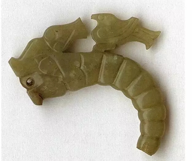 河南三门峡虢国墓地虢仲墓出土,西周龙蚕形玉.虢国博物馆藏.