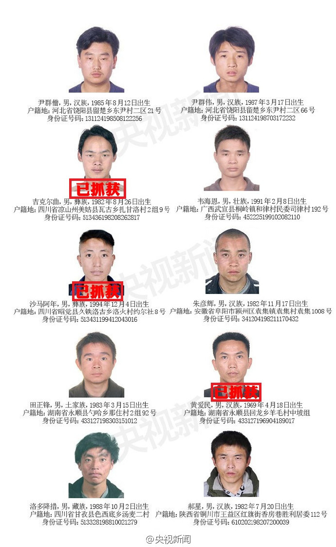 公安部发a级通缉令追缉10名嫌犯 仍有7人在逃